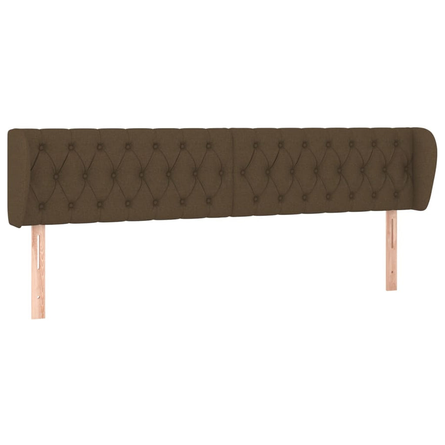 Hoofdbord Met Randen Stof 203 x 23 x 78/88 cm Donkerbruin