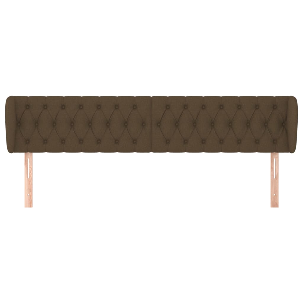 Hoofdbord Met Randen Stof 203 x 23 x 78/88 cm Donkerbruin