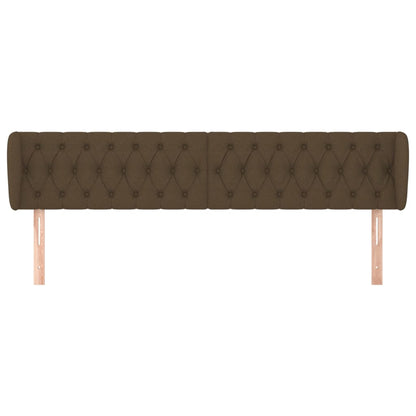 Hoofdbord Met Randen Stof 203 x 23 x 78/88 cm Donkerbruin