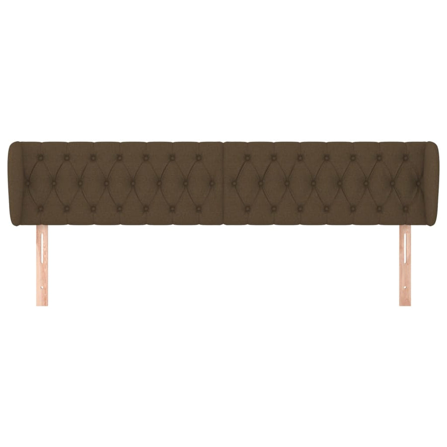 Hoofdbord Met Randen Stof 203 x 23 x 78/88 cm Donkerbruin