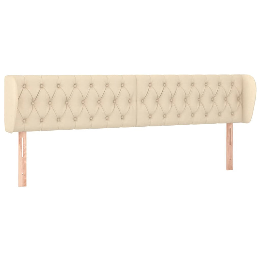 Hoofdbord Met Randen Stof Kleurig 203 x 23 x 78/88 cm Crème
