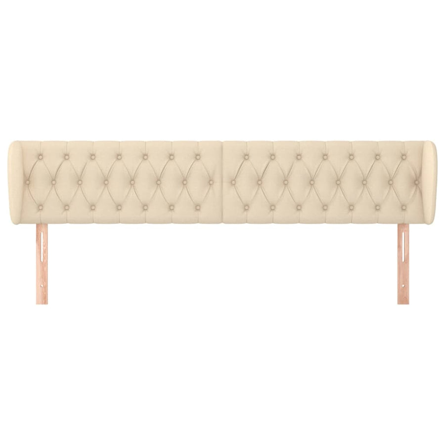 Hoofdbord Met Randen Stof Kleurig 203 x 23 x 78/88 cm Crème