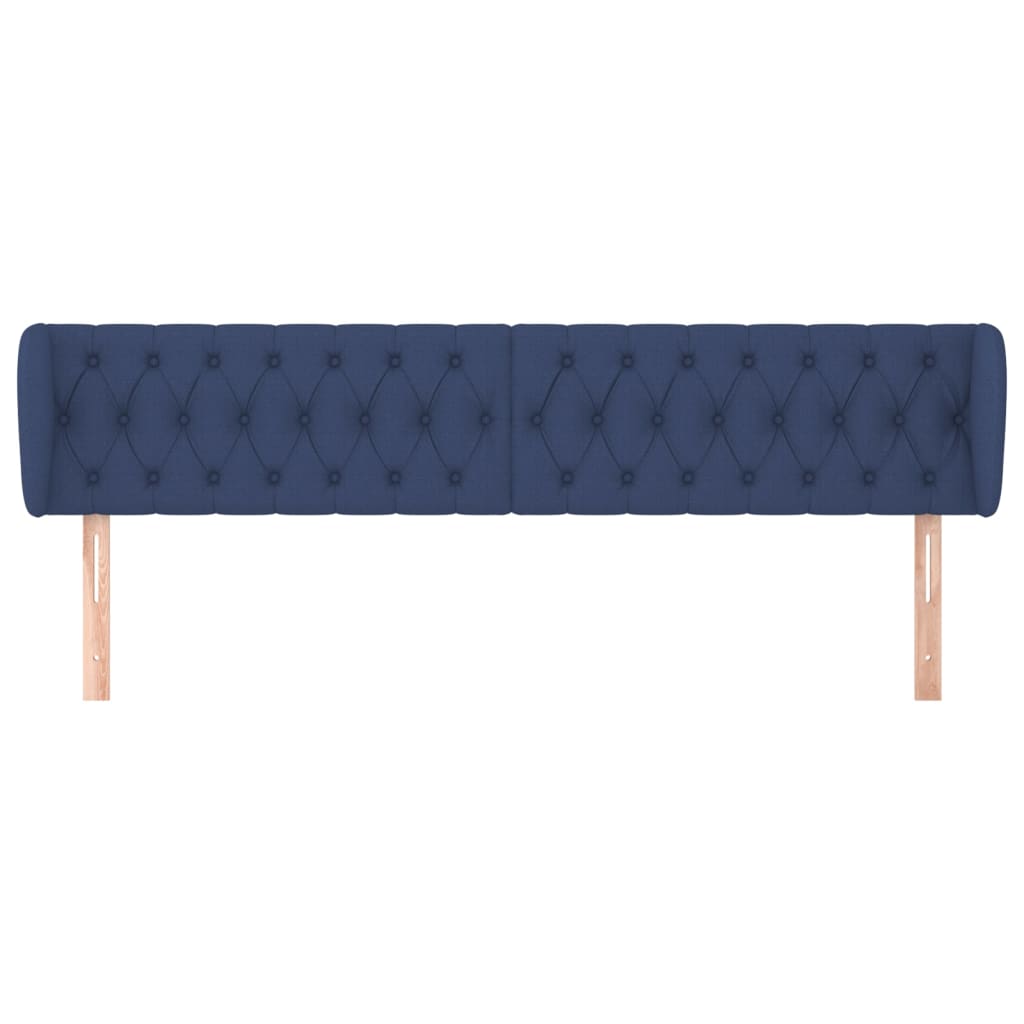 Hoofdbord Met Randen Stof 203 x 23 x 78/88 cm Blauw