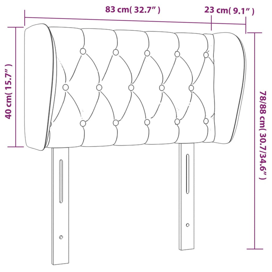 Hoofdbord Met Randen Fluweel 83 x 23 x 78/88 cm Roze