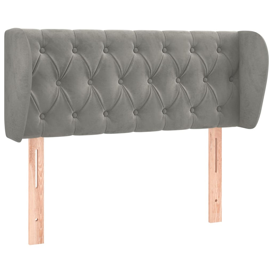 Hoofdbord Met Randen Fluweel 93 x 23 x 78/88 cm Lichtgrijs