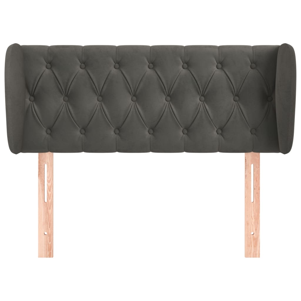Hoofdbord Met Randen Fluweel 93 x 23 x 78/88 cm Donkergrijs