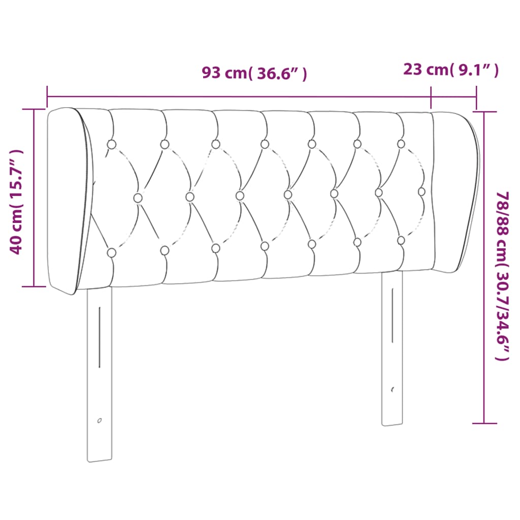 Hoofdbord Met Randen Fluweel 93 x 23 x 78/88 cm Donkergroen