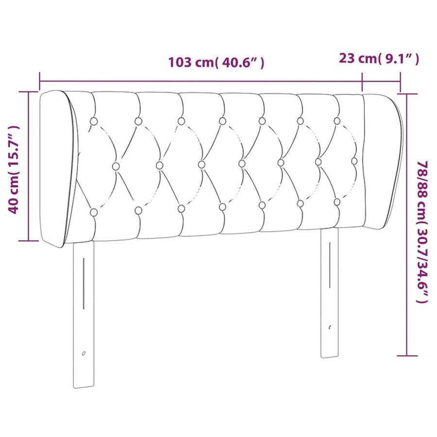 Hoofdbord Met Randen Fluweel 103 x 23 x 78/88 cm Donkergrijs