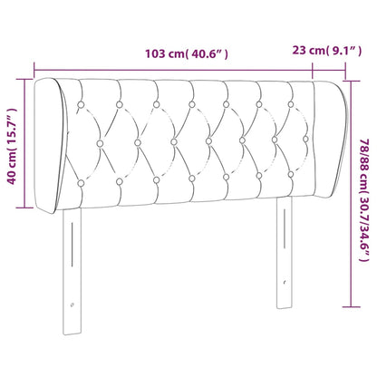 Hoofdbord Met Randen Fluweel 103 x 23 x 78/88 cm Zwart