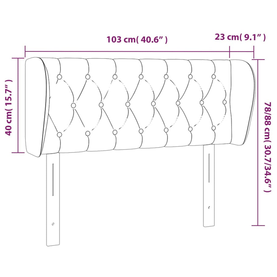 Hoofdbord Met Randen Fluweel 103 x 23 x 78/88 cm Donkerblauw