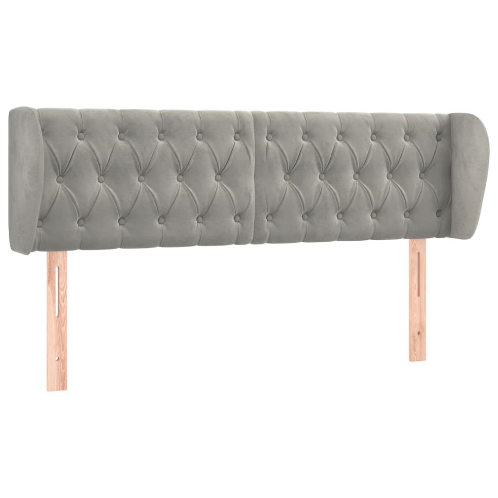 Hoofdbord Met Randen Fluweel 147 x 23 x 78/88 cm Lichtgrijs
