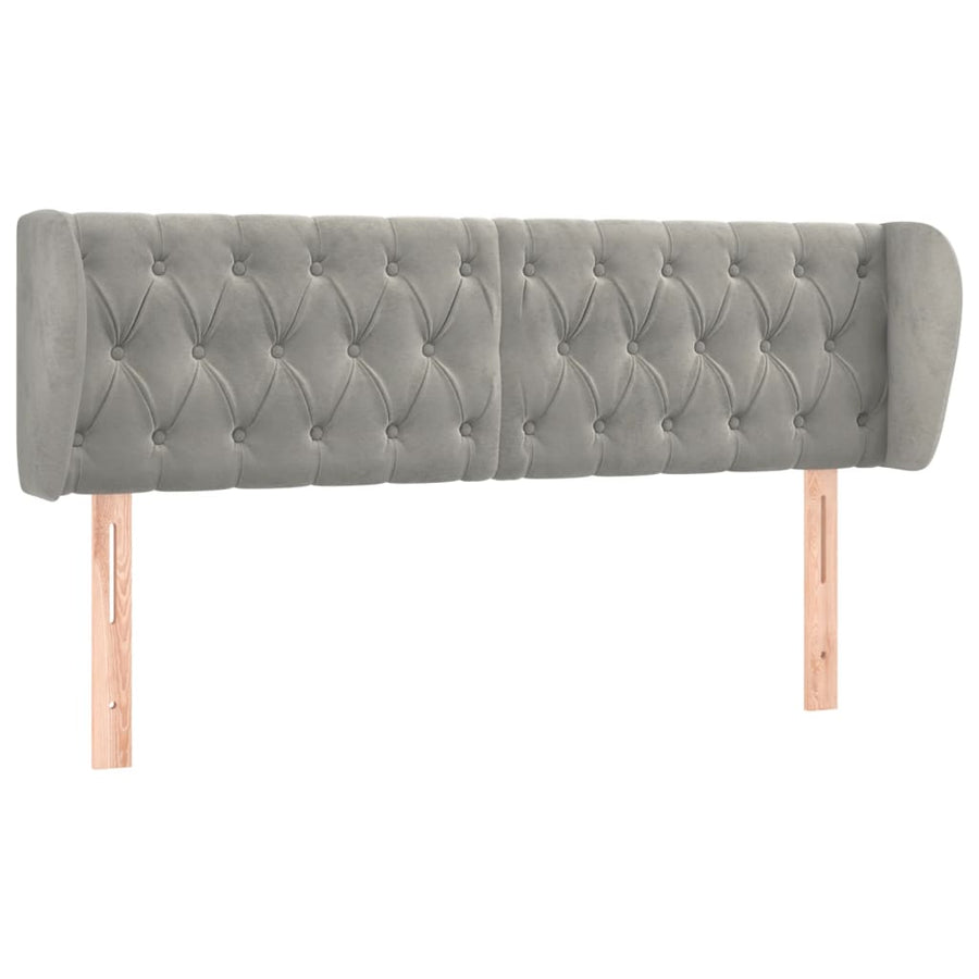 Hoofdbord Met Randen Fluweel 147 x 23 x 78/88 cm Lichtgrijs
