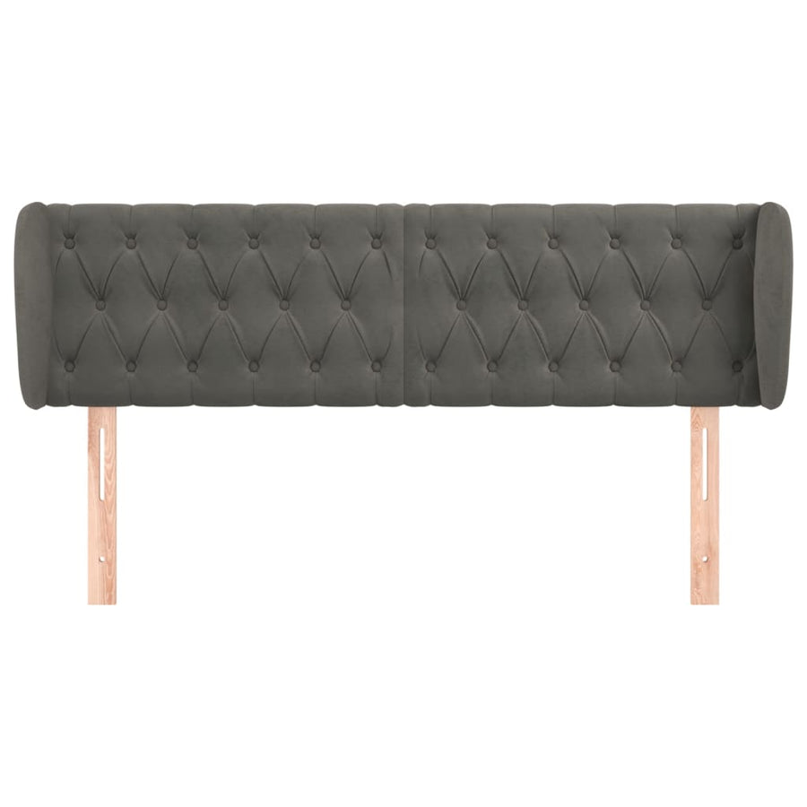 Hoofdbord Met Randen Fluweel 147 x 23 x 78/88 cm Donkergrijs
