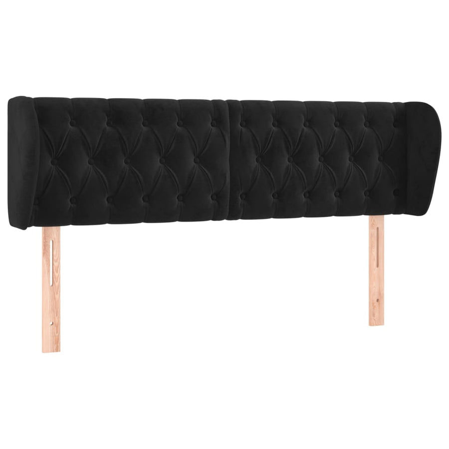 Hoofdbord Met Randen Fluweel 147 x 23 x 78/88 cm Zwart