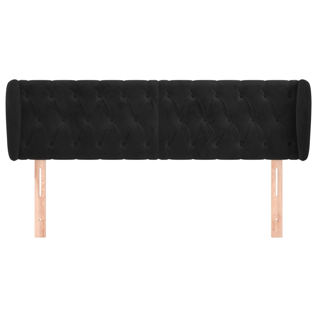 Hoofdbord Met Randen Fluweel 147 x 23 x 78/88 cm Zwart