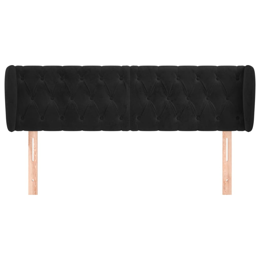 Hoofdbord Met Randen Fluweel 147 x 23 x 78/88 cm Zwart