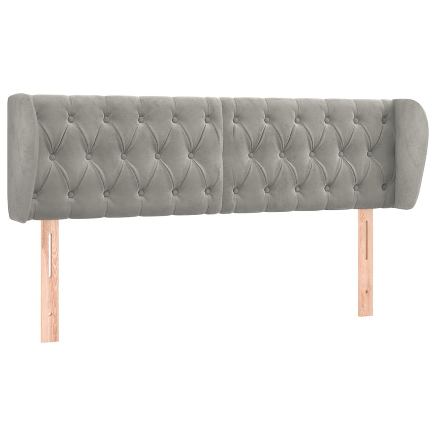 Hoofdbord Met Randen Fluweel 163 x 23 x 78/88 cm Lichtgrijs