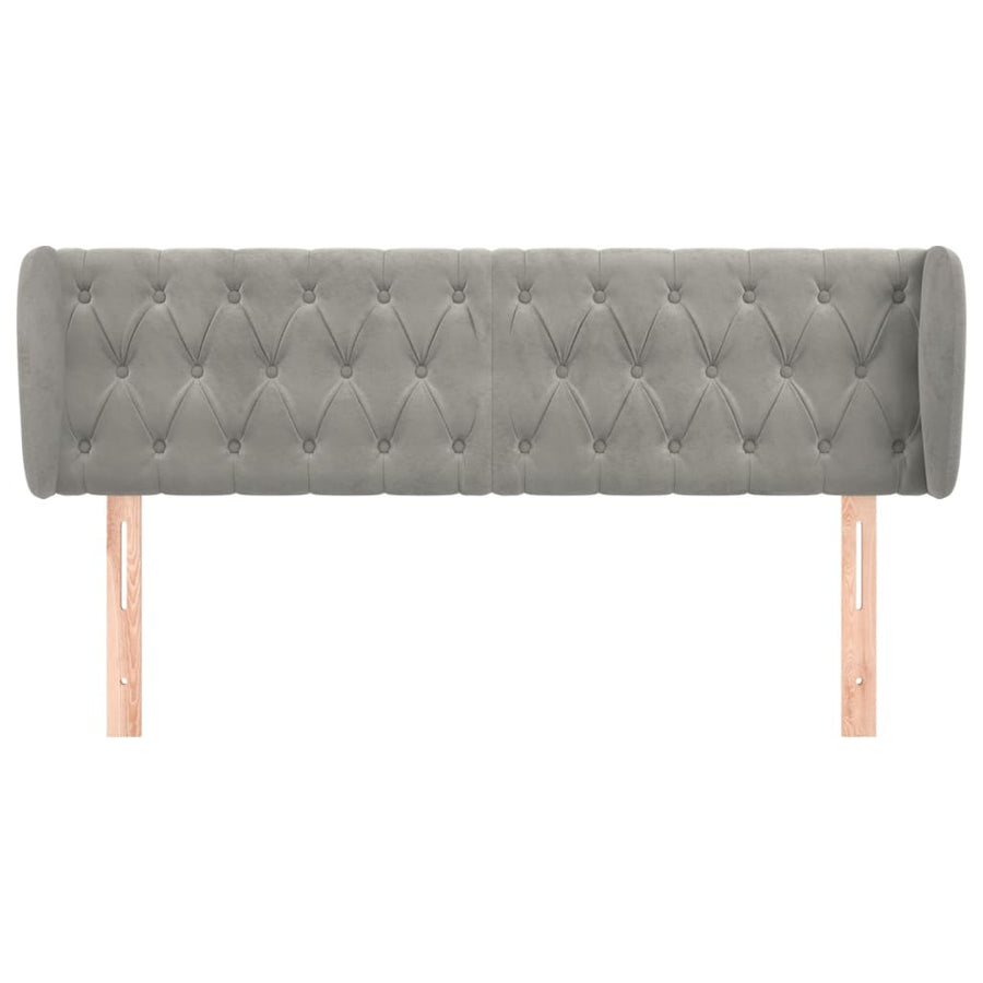 Hoofdbord Met Randen Fluweel 163 x 23 x 78/88 cm Lichtgrijs