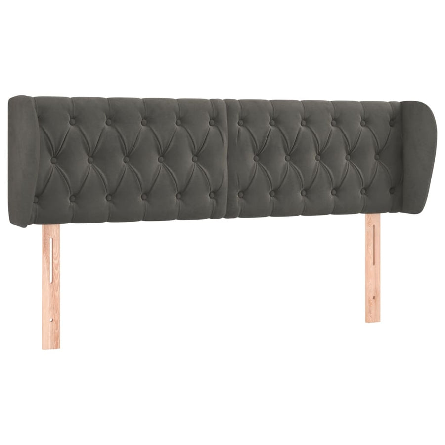 Hoofdbord Met Randen Fluweel 163 x 23 x 78/88 cm Donkergrijs