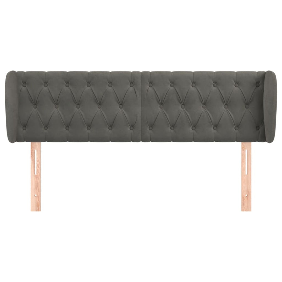 Hoofdbord Met Randen Fluweel 163 x 23 x 78/88 cm Donkergrijs