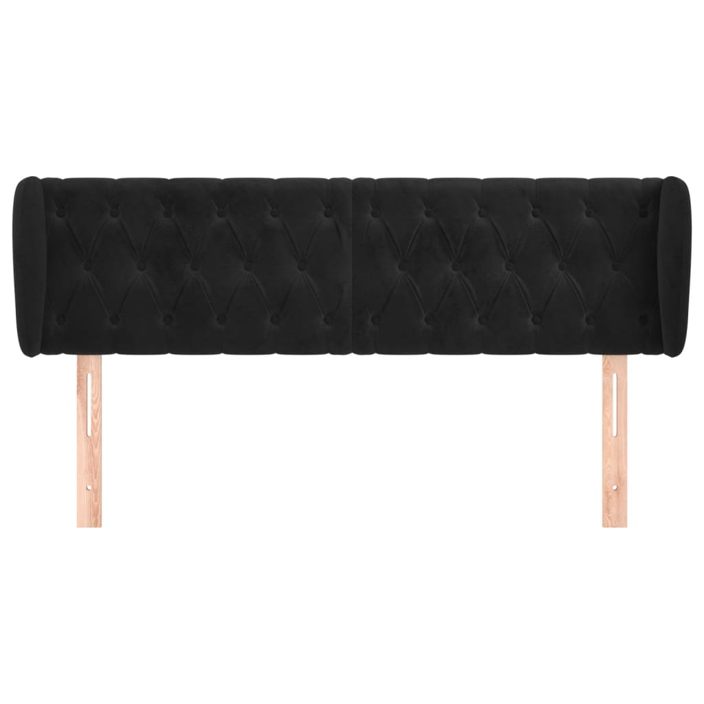 Hoofdbord Met Randen Fluweel 163 x 23 x 78/88 cm Zwart