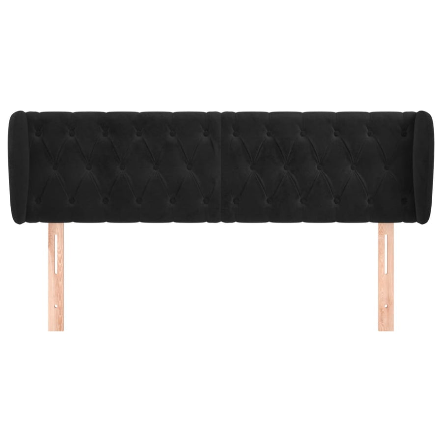 Hoofdbord Met Randen Fluweel 163 x 23 x 78/88 cm Zwart