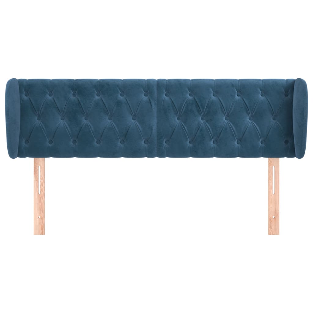 Hoofdbord Met Randen Fluweel 163 x 23 x 78/88 cm Donkerblauw