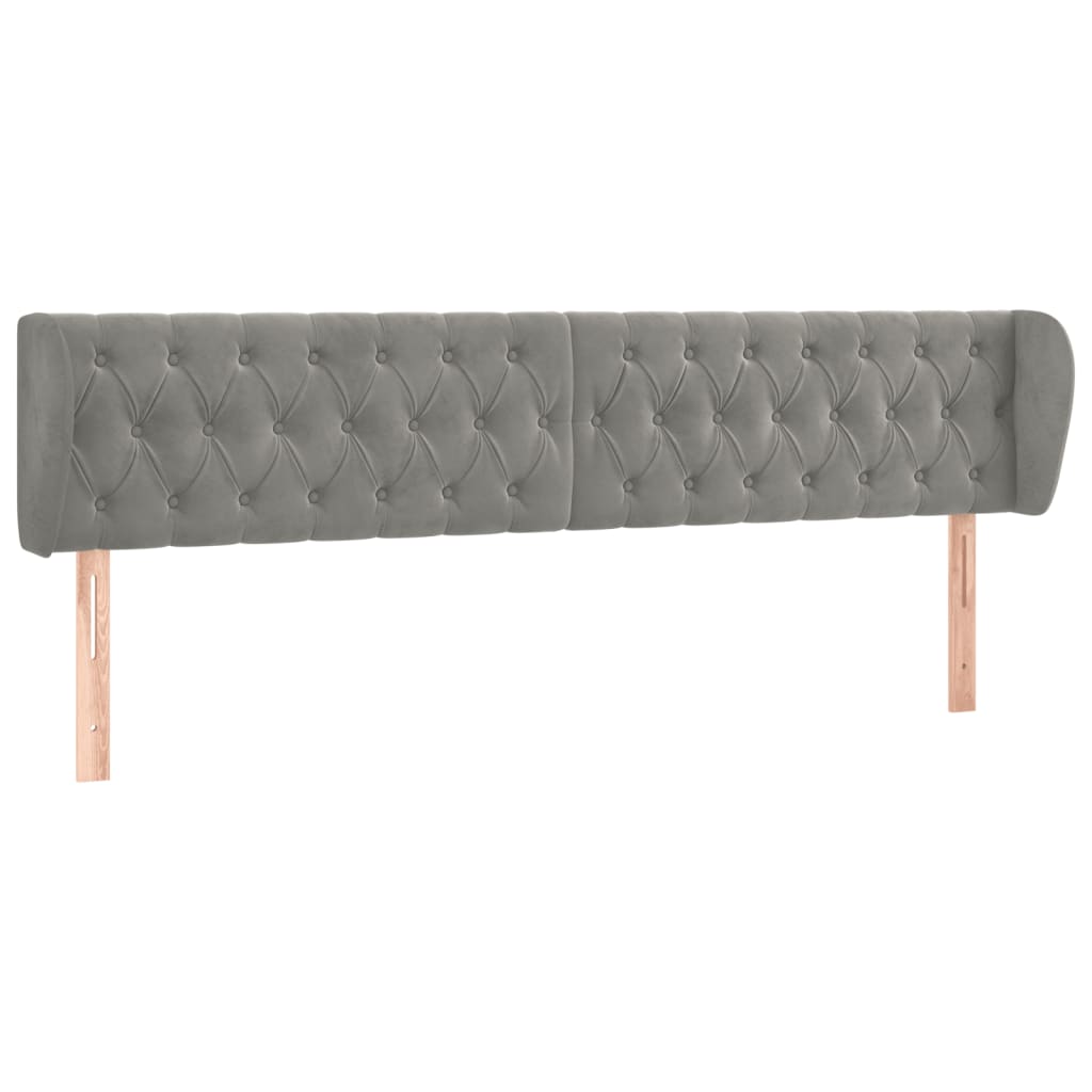 Hoofdbord Met Randen Fluweel 183 x 23 x 78/88 cm Lichtgrijs