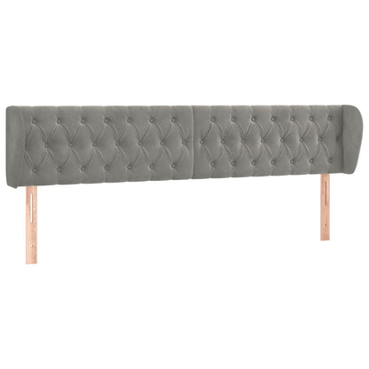 Hoofdbord Met Randen Fluweel 183 x 23 x 78/88 cm Lichtgrijs