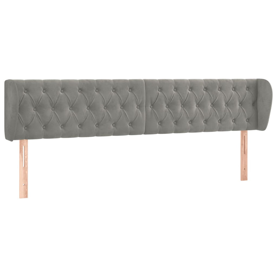 Hoofdbord Met Randen Fluweel 183 x 23 x 78/88 cm Lichtgrijs