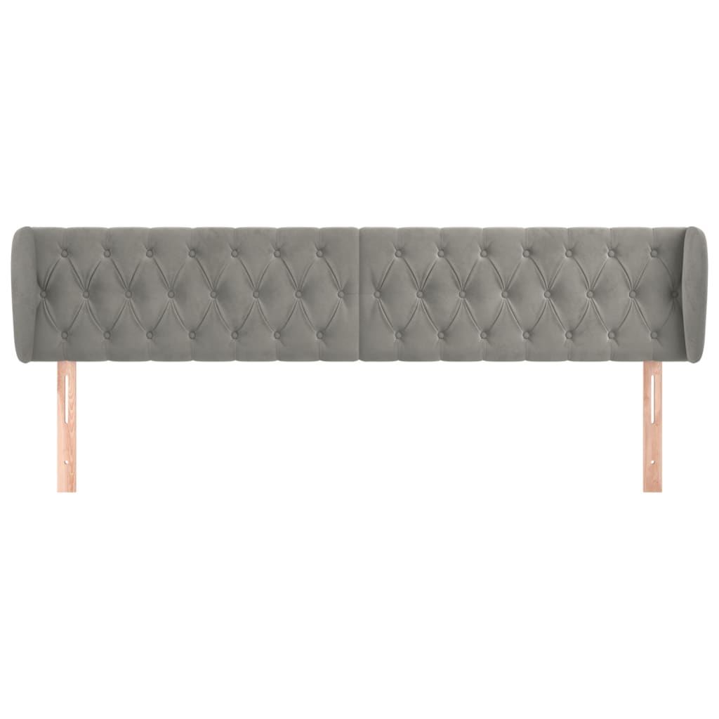 Hoofdbord Met Randen Fluweel 183 x 23 x 78/88 cm Lichtgrijs