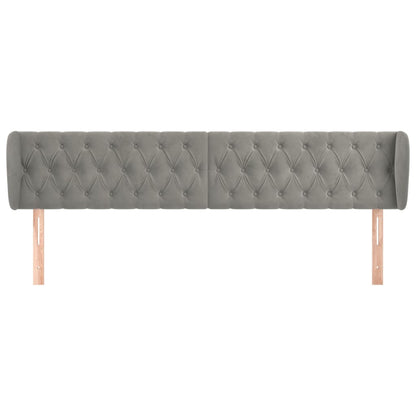 Hoofdbord Met Randen Fluweel 183 x 23 x 78/88 cm Lichtgrijs