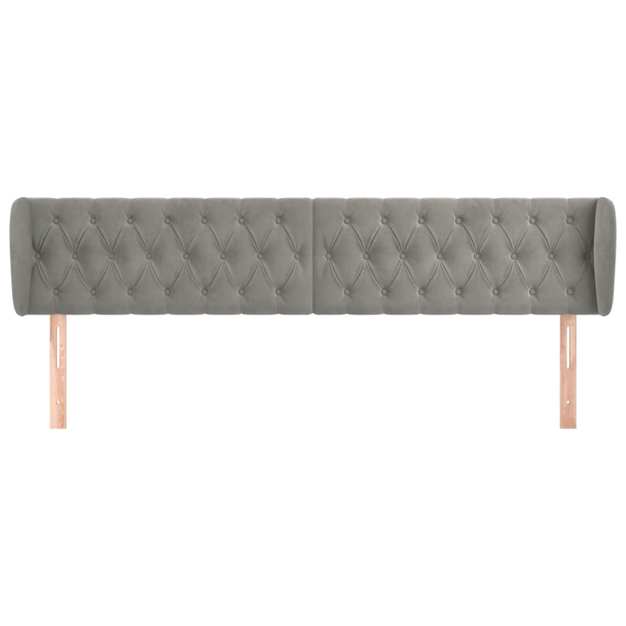 Hoofdbord Met Randen Fluweel 183 x 23 x 78/88 cm Lichtgrijs