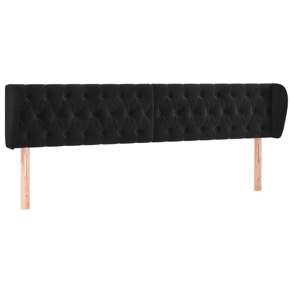 Hoofdbord Met Randen 183X23X78/88 Cm Fluweel Zwart 183 x 23 x 78/88 cm