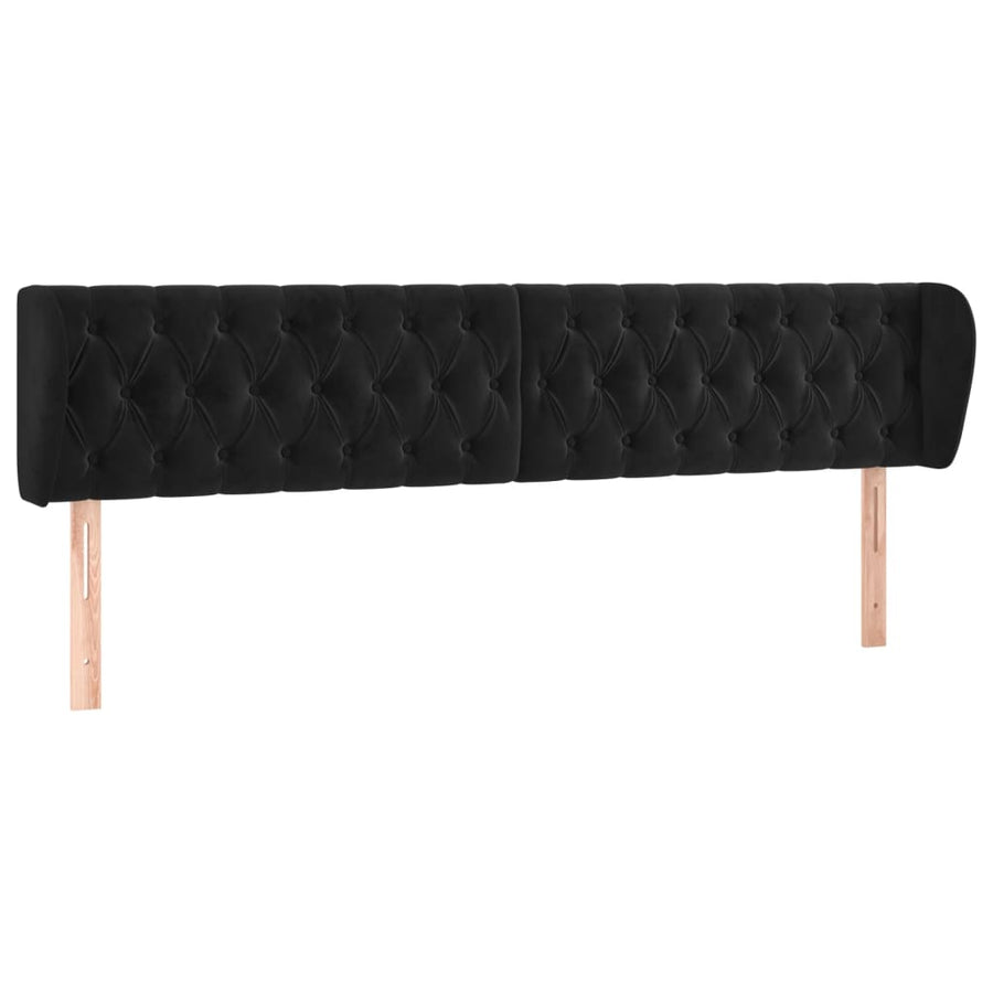 Hoofdbord Met Randen 183X23X78/88 Cm Fluweel Zwart 183 x 23 x 78/88 cm