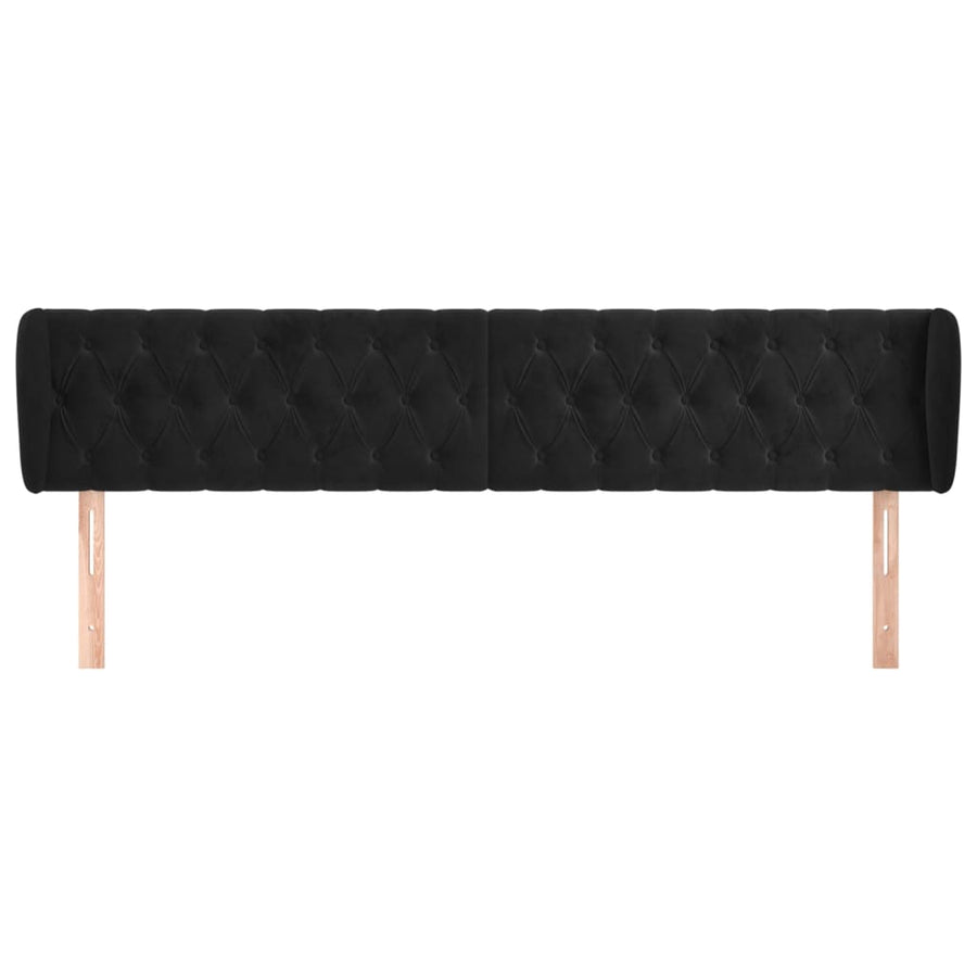 Hoofdbord Met Randen 183X23X78/88 Cm Fluweel Zwart 183 x 23 x 78/88 cm