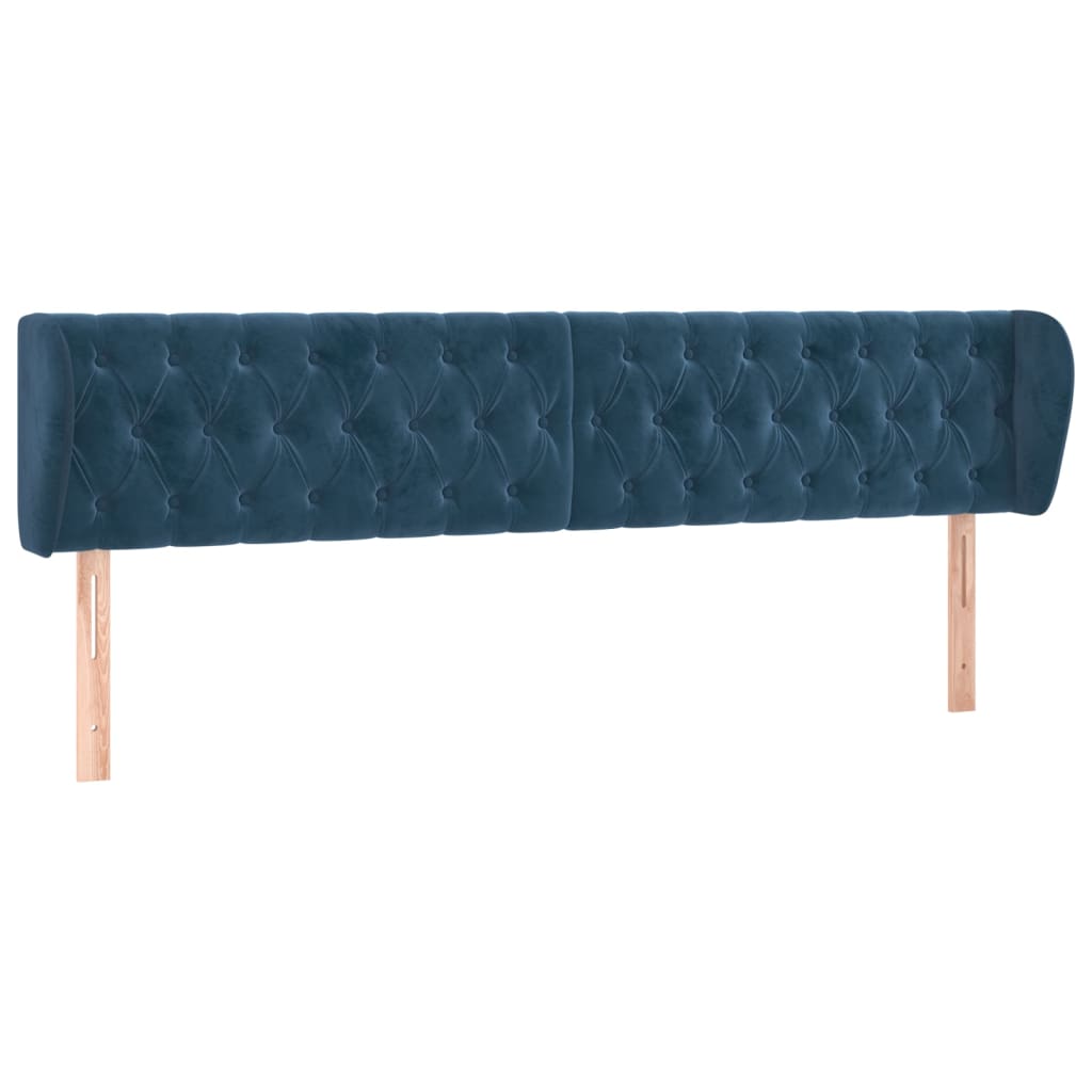 Hoofdbord Met Randen Fluweel 183 x 23 x 78/88 cm Donkerblauw