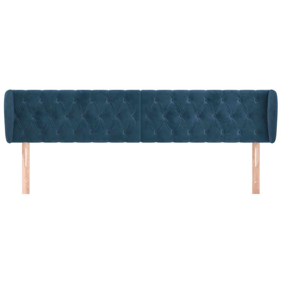 Hoofdbord met randen 183x23x78/88 cm fluweel donkerblauw