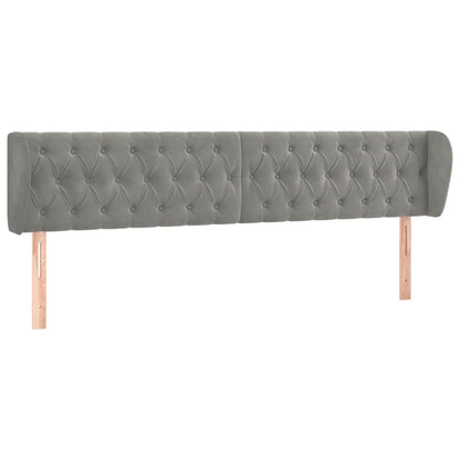Hoofdbord Met Randen Fluweel 203 x 23 x 78/88 cm Lichtgrijs