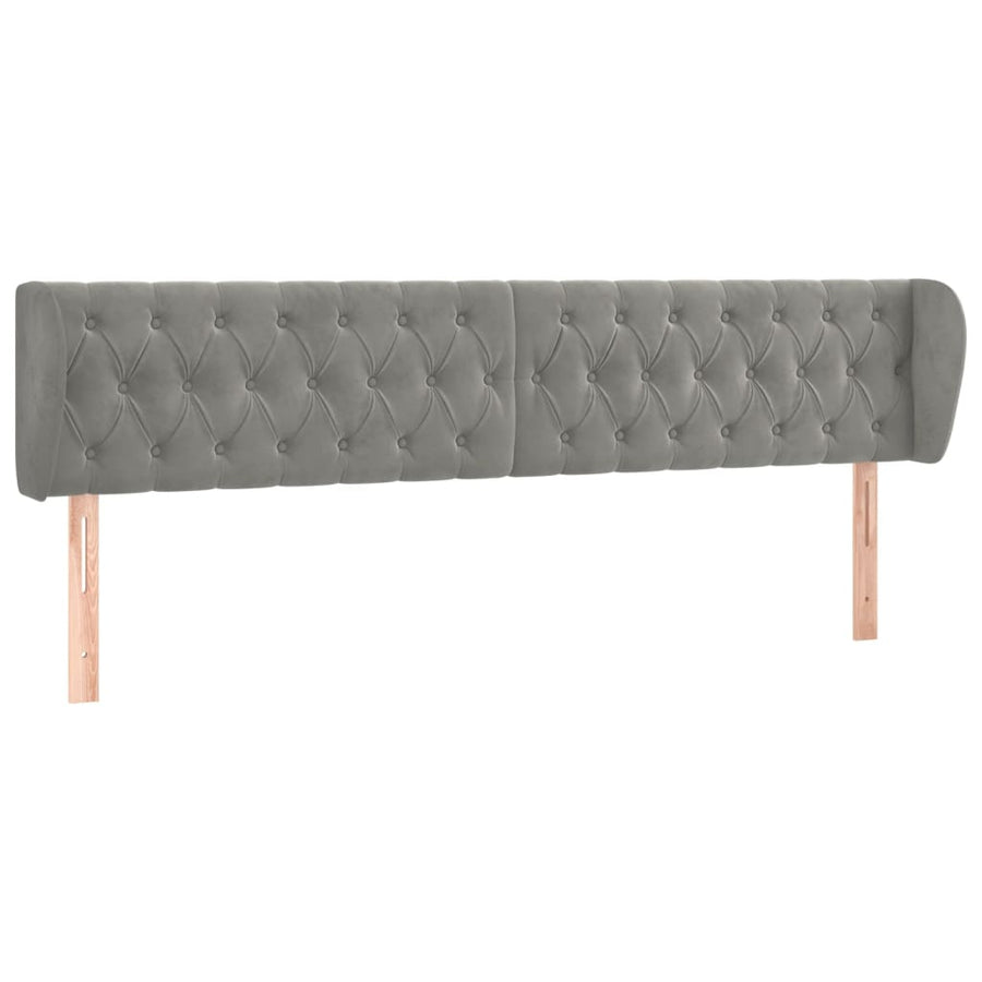 Hoofdbord Met Randen Fluweel 203 x 23 x 78/88 cm Lichtgrijs