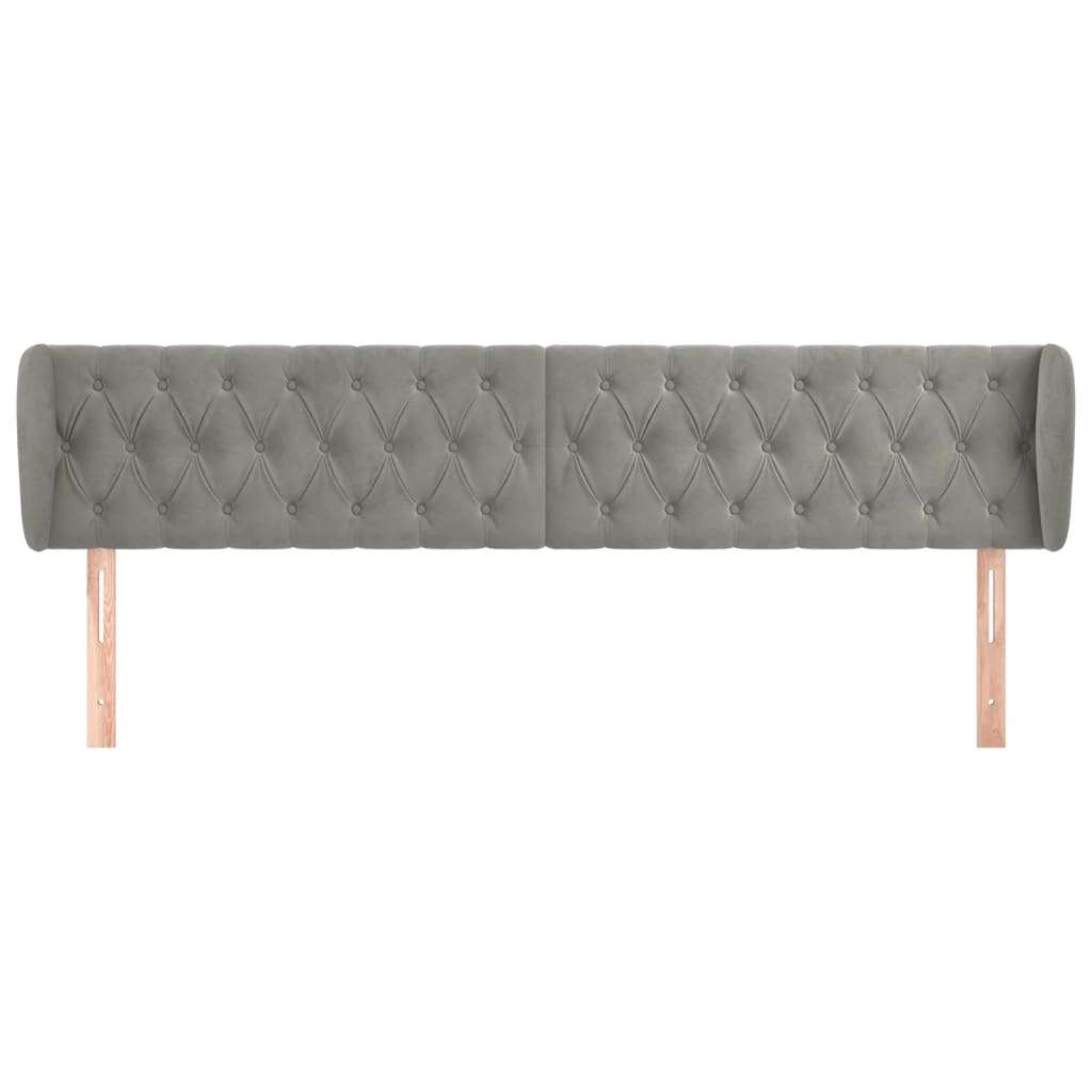 Hoofdbord Met Randen Fluweel 203 x 23 x 78/88 cm Lichtgrijs