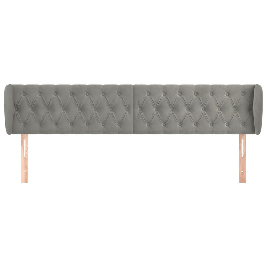 Hoofdbord Met Randen Fluweel 203 x 23 x 78/88 cm Lichtgrijs