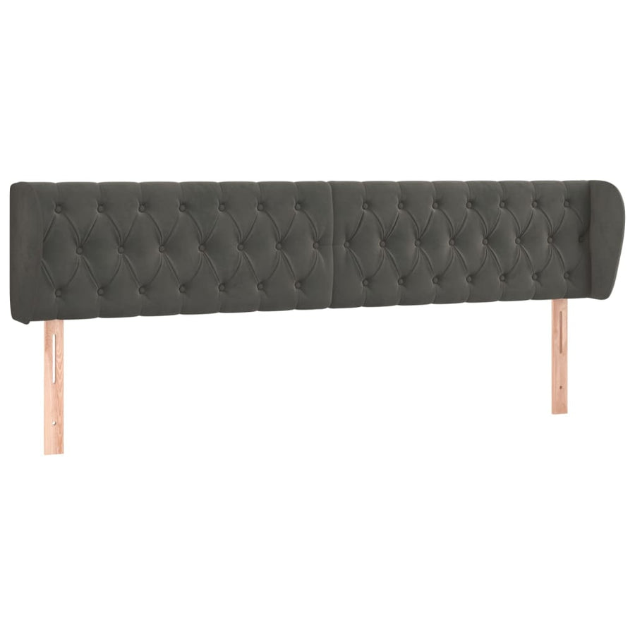 Hoofdbord Met Randen Fluweel 203 x 23 x 78/88 cm Donkergrijs