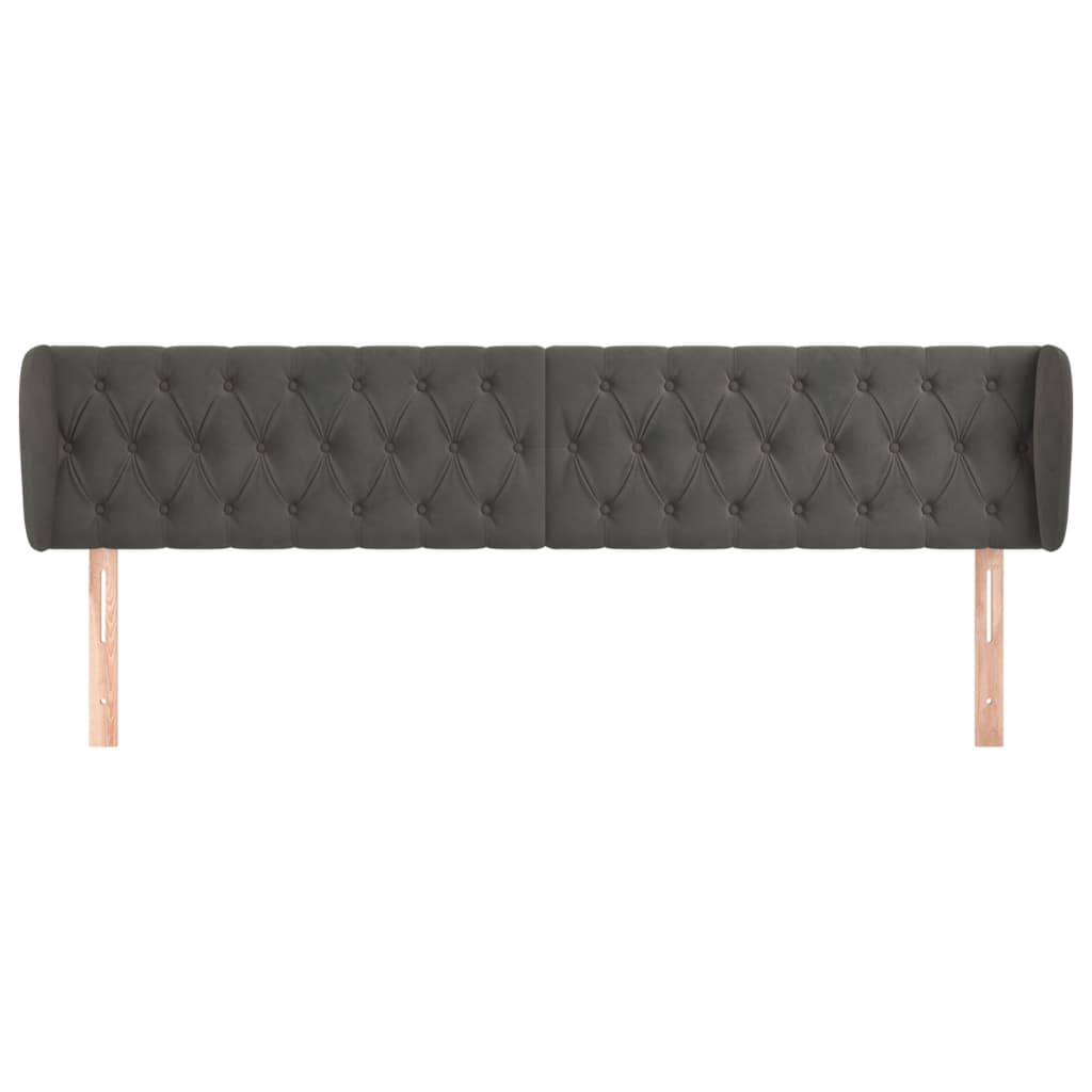 Hoofdbord Met Randen Fluweel 203 x 23 x 78/88 cm Donkergrijs