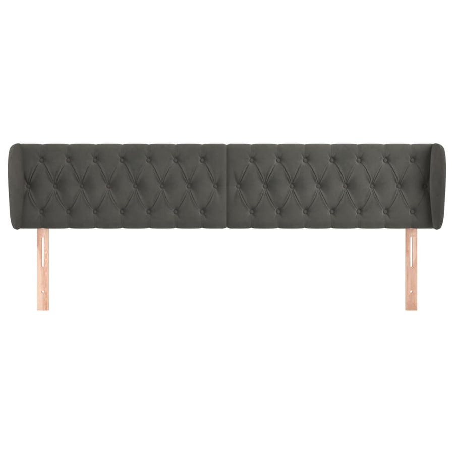 Hoofdbord Met Randen Fluweel 203 x 23 x 78/88 cm Donkergrijs