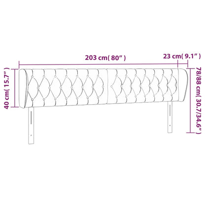 Hoofdbord Met Randen Fluweel 203 x 23 x 78/88 cm Donkergrijs