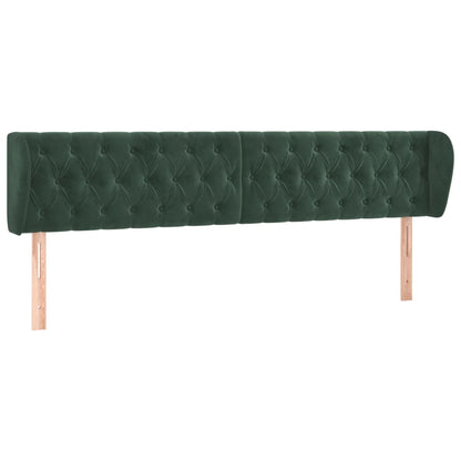 Hoofdbord Met Randen Fluweel 203 x 23 x 78/88 cm Donkergroen