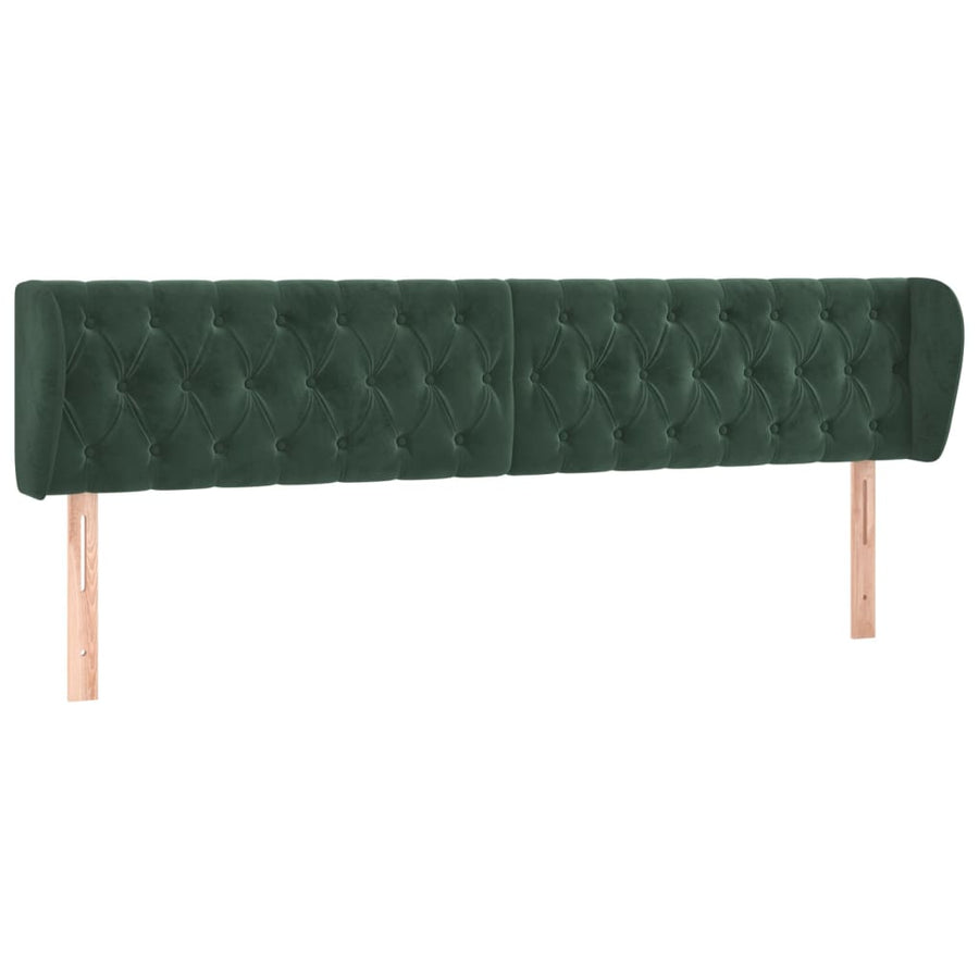 Hoofdbord Met Randen Fluweel 203 x 23 x 78/88 cm Donkergroen