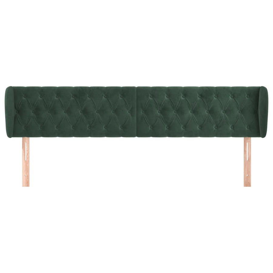 Hoofdbord Met Randen Fluweel 203 x 23 x 78/88 cm Donkergroen