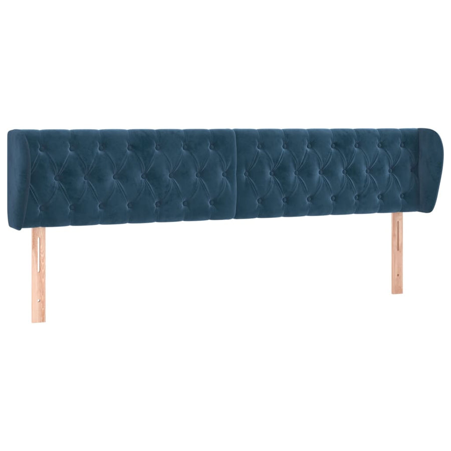 Hoofdbord Met Randen Fluweel 203 x 23 x 78/88 cm Donkerblauw